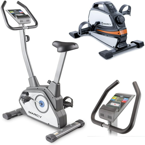 Marcy Resistance Upright Exercise Bike Bundle with Cycle