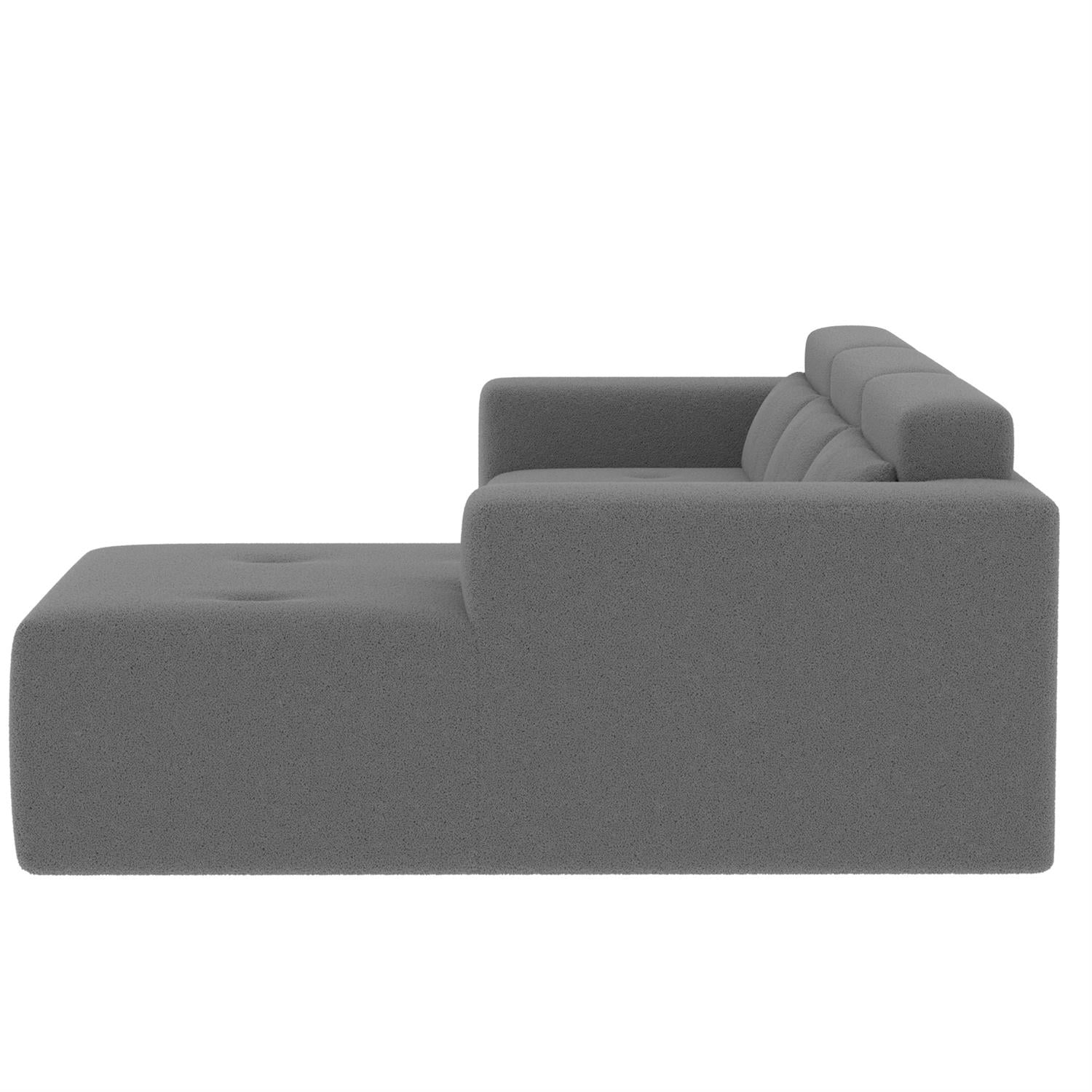 Demi Bonn 109" Modern Modular Sectional Sofa, Cozy Teddy Fabric L Shaped Couch with Chaise, 3-Seater Corner Sofa with Pillows for Apartments, Gray