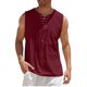 thumbnail image 1 of Men's Casual Loose Cotton Linen Shirts Colour Shirt Blouse Sleeveless Vest Beach Shirts Tops 3XL, 1 of 4