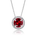 thumbnail image 1 of Collar con Colgante de Halo JeenMata de Piedra Natal de Enero Granate 1,25 Quilates en Baño de Oro Blanco, 1 of 5