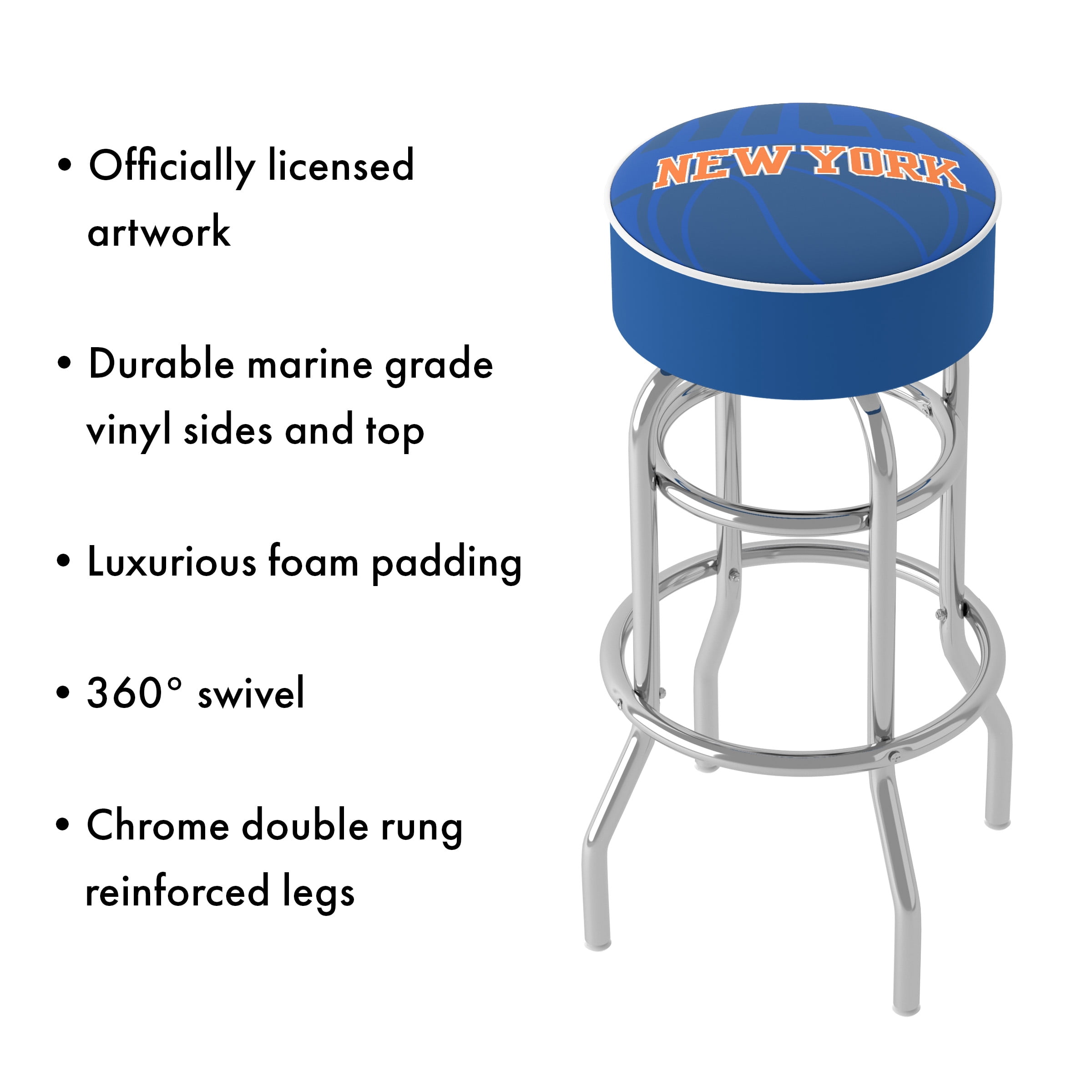 Trademark Gameroom New York Knicks Fade Bar Stool with Padded Seat