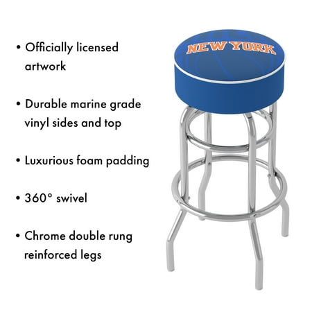 New York Knicks NBA Fade Padded Swivel Bar Stool - Blue, Orange, White