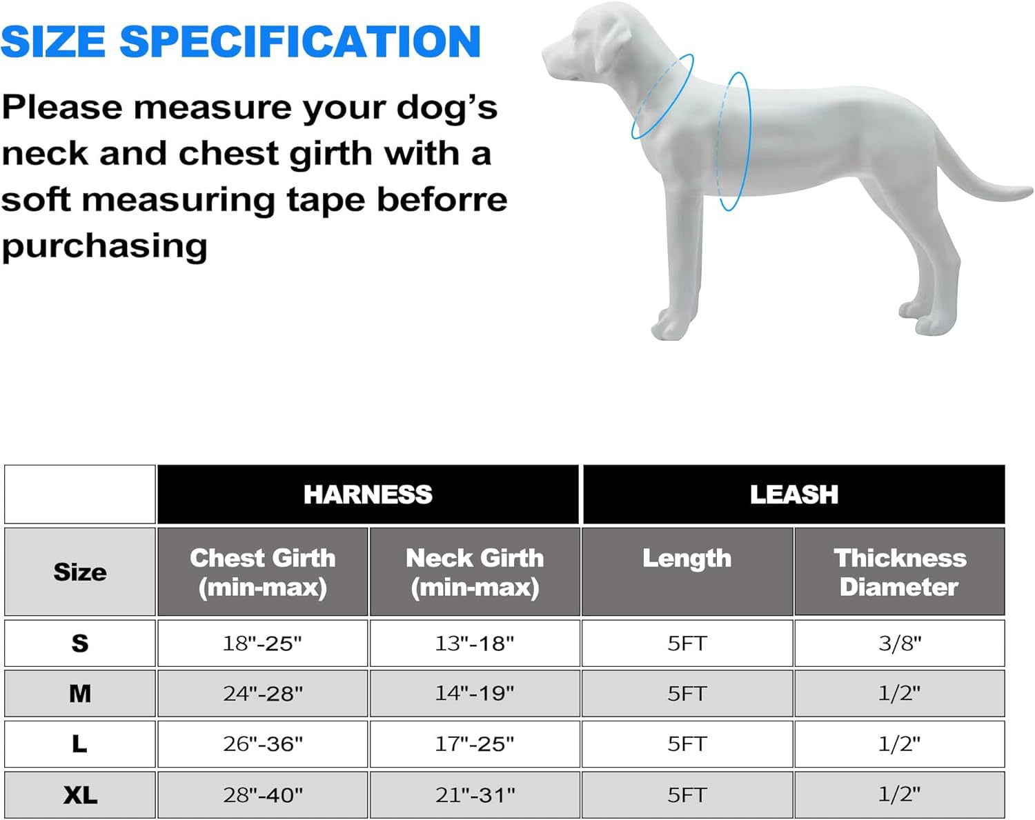 Dog Harness for Large Dogs, With Choke Dog Harness Vest with Easy Control Handle, Reflective Soft Padded Service Vest, Adjustable Easy on Pet Harness for Running Walking