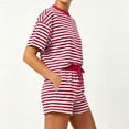thumbnail image 2 of ShomPort 2 Piece Lounge Set for Women Stripe Oversized Short Sleeve Shirts and Shorts Matching Outfits, 2 of 5