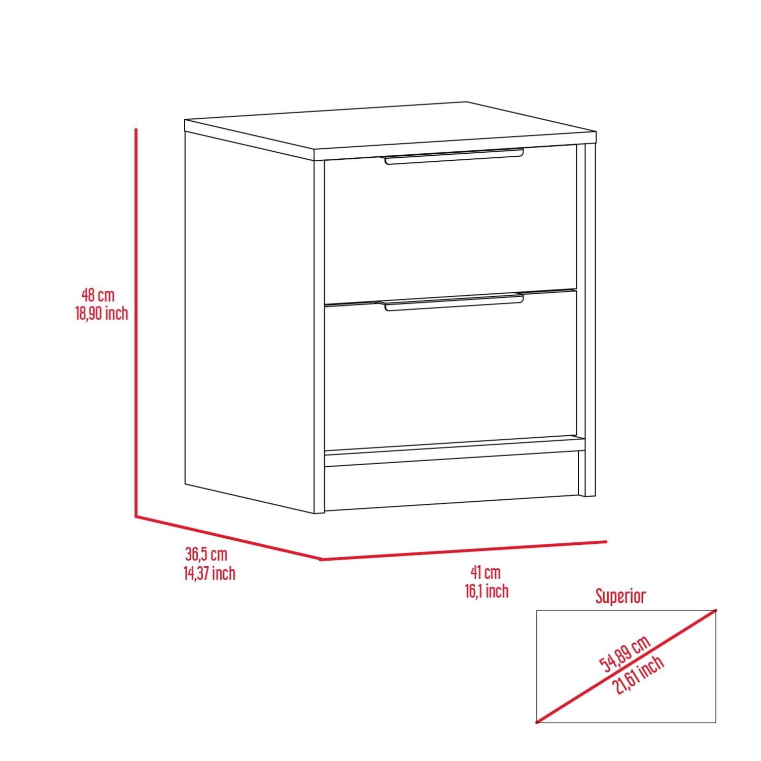 Chic 18" White Nightstand with Two Drawers Modern Bedroom Storage
