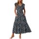 thumbnail image 1 of Vestido largo BLENCOT P220 con cuello en V y manga corta con estampado floral, 1 of 6