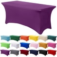 thumbnail image 1 of GFDYREE Spandex Tablecloth 6FT Stretch Table Cover Fitted Rectangular Tables, Universal Stretch Patio Table Cloth for Wedding, Banquet, Party and Event（Purple, 6FT, 1 of 7