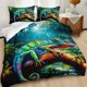thumbnail image 2 of Juego de funda nórdica King Size,Tropical Rain Forest Camaleón Juego de cama para, 2 of 8