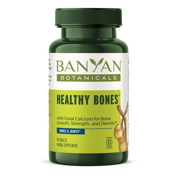 Banyan Botanicals Healthy Bones – Organic Bone Health Supplement with Ethical Coral Calcium – All Natural Calcium Supplement for Bones & Joint Health* – 90 Tablets – Non-GMO Sustainably Sourced