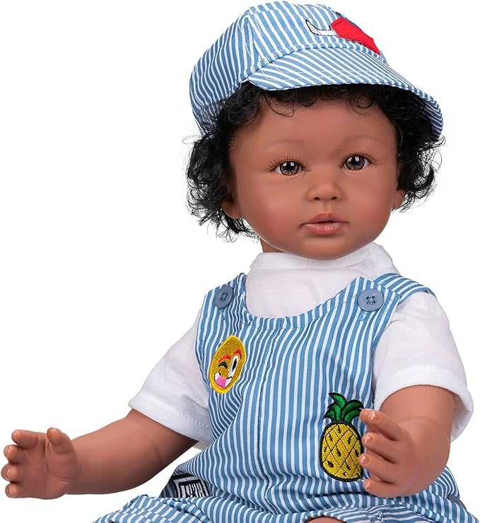 iCradle 24 inch 58cm Lovely Reborn Baby Dolls Girls Boys Toddler Realistic Looking Lifelike Baby Dolls Vinyl Soft Cloth Body Brown Eyes Newborn Babies Xmas Gift for Kids 3+