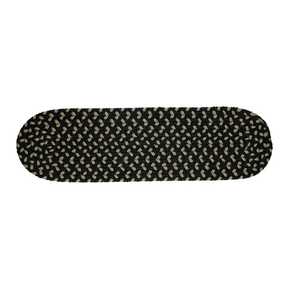 Rhody Rug MA84 Manhattan Black Satin 100% Polypropylene Multicolor 8" x 28" Stair Tread