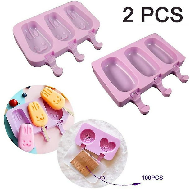 2 uds moldes para hielo, moldes para paletas de hielo, moldes para helado, moldes para hielo de silicona