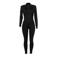 thumbnail image 3 of hirigin Women One Piece Bodycon Jumpsuit Solid Color Zipper Long Sleeve Pants Romper Clubwear Streetwear, 3 of 6