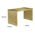 thumbnail image 5 of Benjara Meza 59" Office Desk- Tempered Glass- Waterfall Design- Gold Steel, 5 of 5