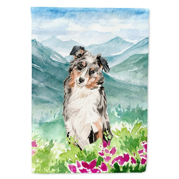 Carolines Treasures CK1995GF Mountian Flowers Australian Shepherd Flag Garden Size  Small multicolor