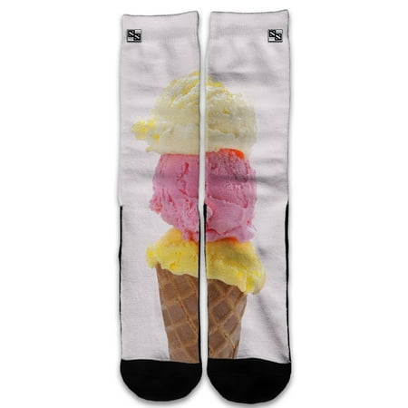 - Custom Elite Style Athletic Sport Socks Crew 18 Inch / Ice Cream Cone