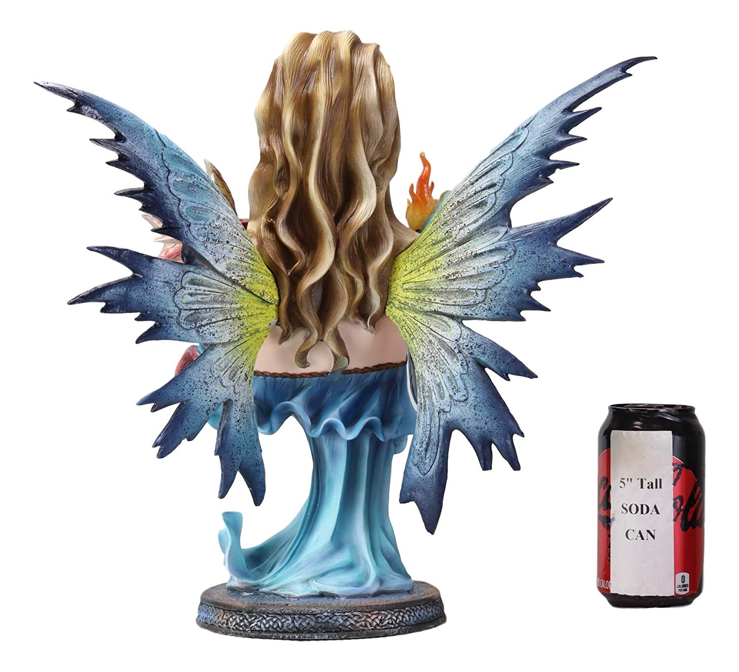 Large 14"H Fantasy Ice Elemental Fairy Controlling Ember With Red Dragon Statue - image 4 of 4