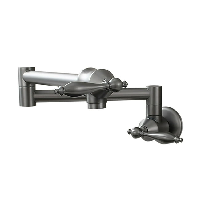 Wall Mount Kitchen Faucet Double Joint Swing Arm Pot Filler Sink Faucet, Matte Black ,High Water Flow Rate