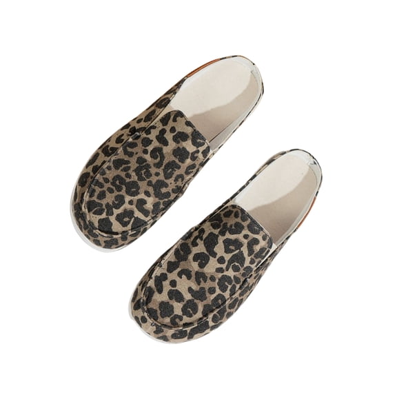 Qarigey 2 uds. De zapatillas de lona transpirables para mujer con suela de goma de larga duración, zuecos y pantuflas para mujer Calzado Leopardo 41.1