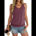 thumbnail image 3 of Camisetas Sin Mangas con Cuello en V y Banda Inferior para Mujer, Ropa Informal Holgada, Verano 2025, Color Vino Tinto, Talla L, 3 of 8
