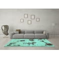 thumbnail image 3 of Ahgly Company Machine Washable Indoor Rectangle Abstract Turquoise Blue Modern Area Rugs, 2' x 5', 3 of 4