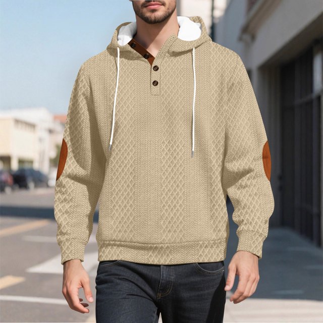pstuiky hombres de manga larga, Blusa informal y moderna de color liso con capucha y botones de manga larga para hombre Tops de talla grande para hombre xl