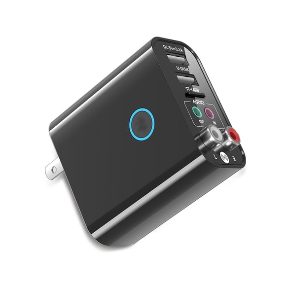 Cargador Receptor de audio de carga rápida USB inalámbrico Adaptador de transmisor auxiliar portátil, Enchufe de EE. UU., Sin control remoto