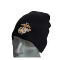 thumbnail image 2 of PPM Brands USMC Black Marines Marine Corps EGA Uncuffed Beanie Hat Cap Made in the USA WCAP031, 2 of 2