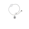 thumbnail image 2 of Delight Jewelry Silvertone Capital Letter - U - Pebble Disc - - Silvertone Leaf Delicate Bracelet, 6.25+1.75", 2 of 4