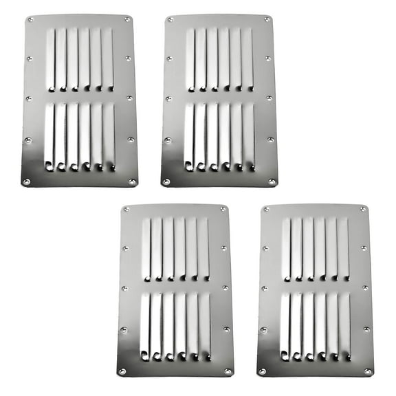 MARINE CITY 9-1/8 x 4-1/2 Inch Rectangle Stamped Louvered Vent 304 Stainless Steel Mirror Finish, Durable Easy Install Marine Boat Yacht Ship Caravan Vent, Pack of 4