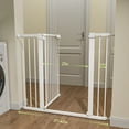 thumbnail image 2 of BabyBond 36" Extra Tall Dog Gates for Doorway and Stairs, Easy Step Baby Gate, Premium Cat/Pet Gate,  Safety Child Gates, with Extenders and Hardware/Pressure mounting Kit, White, 2 of 7