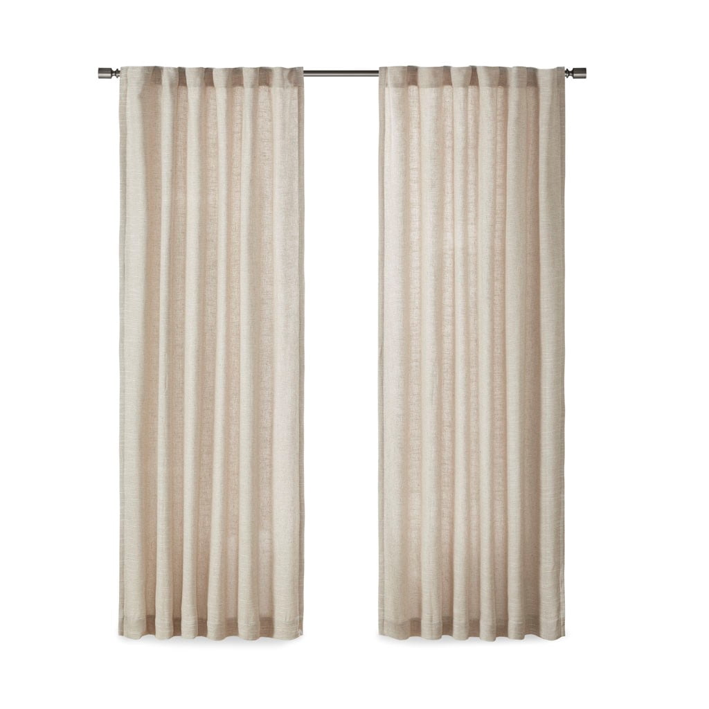 MAYEERTY Faux Linen Curtain Panel - Rod Pocket & Back Tab, Fleece Lined, Single