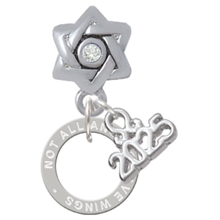 Delight Jewelry Silver-tone Not All Angels Have Wings Eternity Ring - Silver-tone Clear Star of David Charm Bead Dangle with Mini 2025