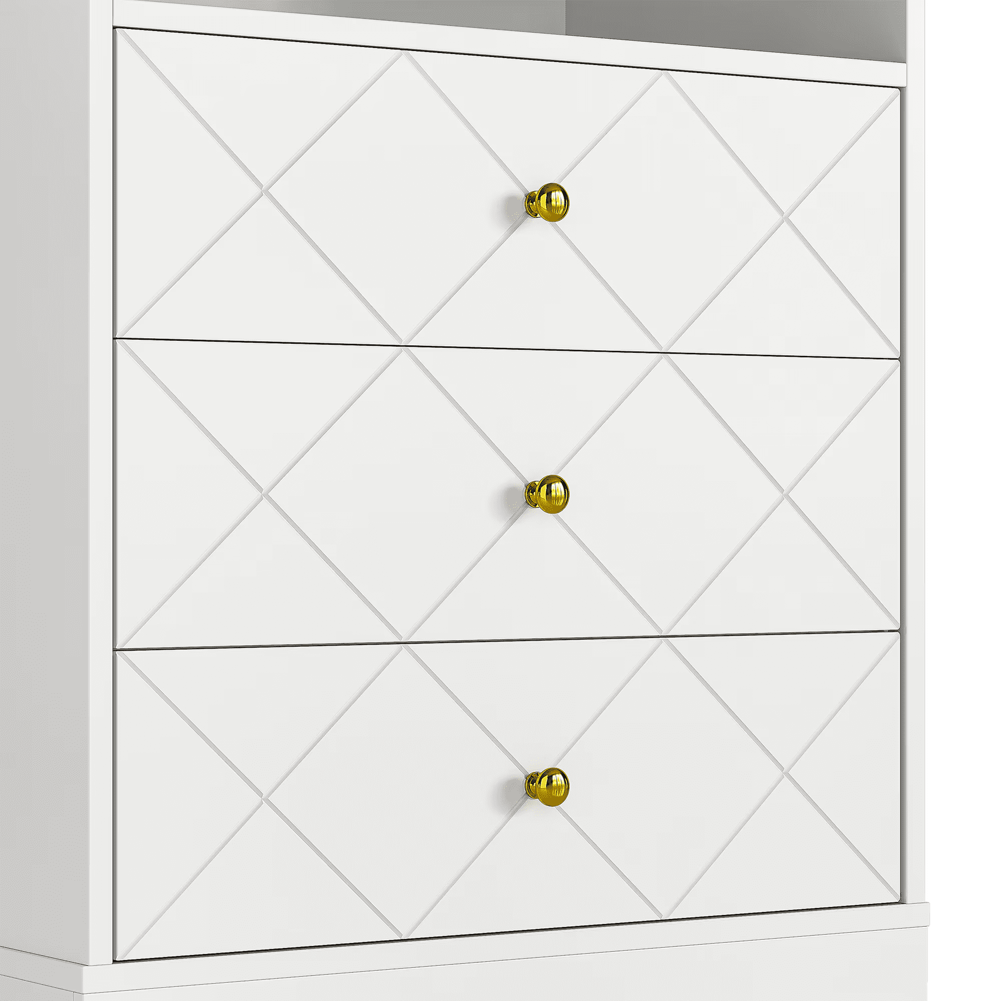 Mintazer Dresser with 3 Drawers & 2 Floating Shelves, Storage Bedside Night Stand with Open Shelf for Living Room, Bedroom & Closet, White