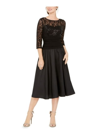 Jessica Howard Womens Sequined Lace Evening Dress Black 12