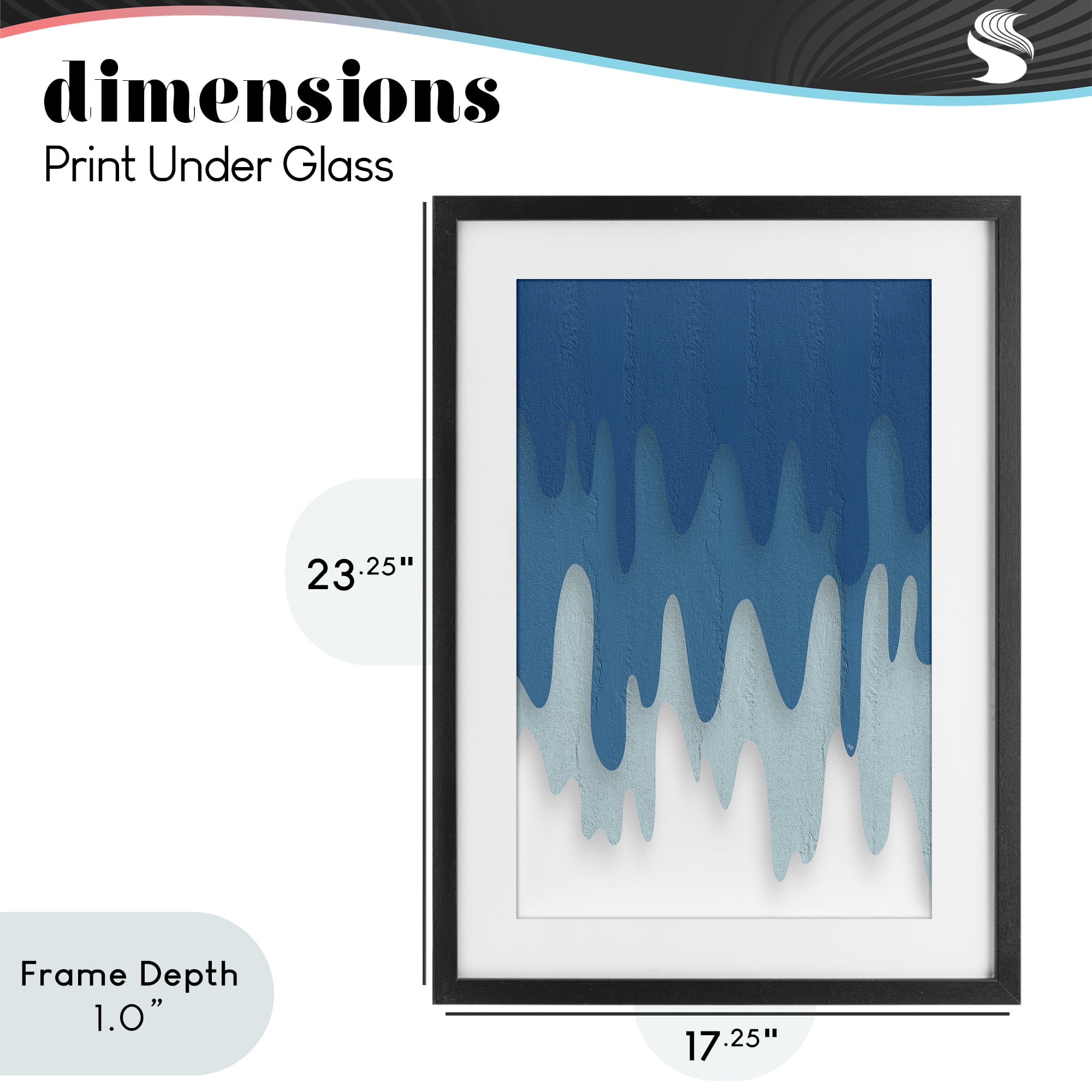 Stupell Industries Water Wave Fluid Contour Black Framed Print Under Glass, design by Martina Pavlova