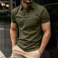 thumbnail image 2 of FINALGANG Mens Polo Collar Solid Button Placket Short Sleeve Shirt Slim Fit Soft Breathable Daily Golf Business Plain Polo Tees Leisure Top S, 2 of 6