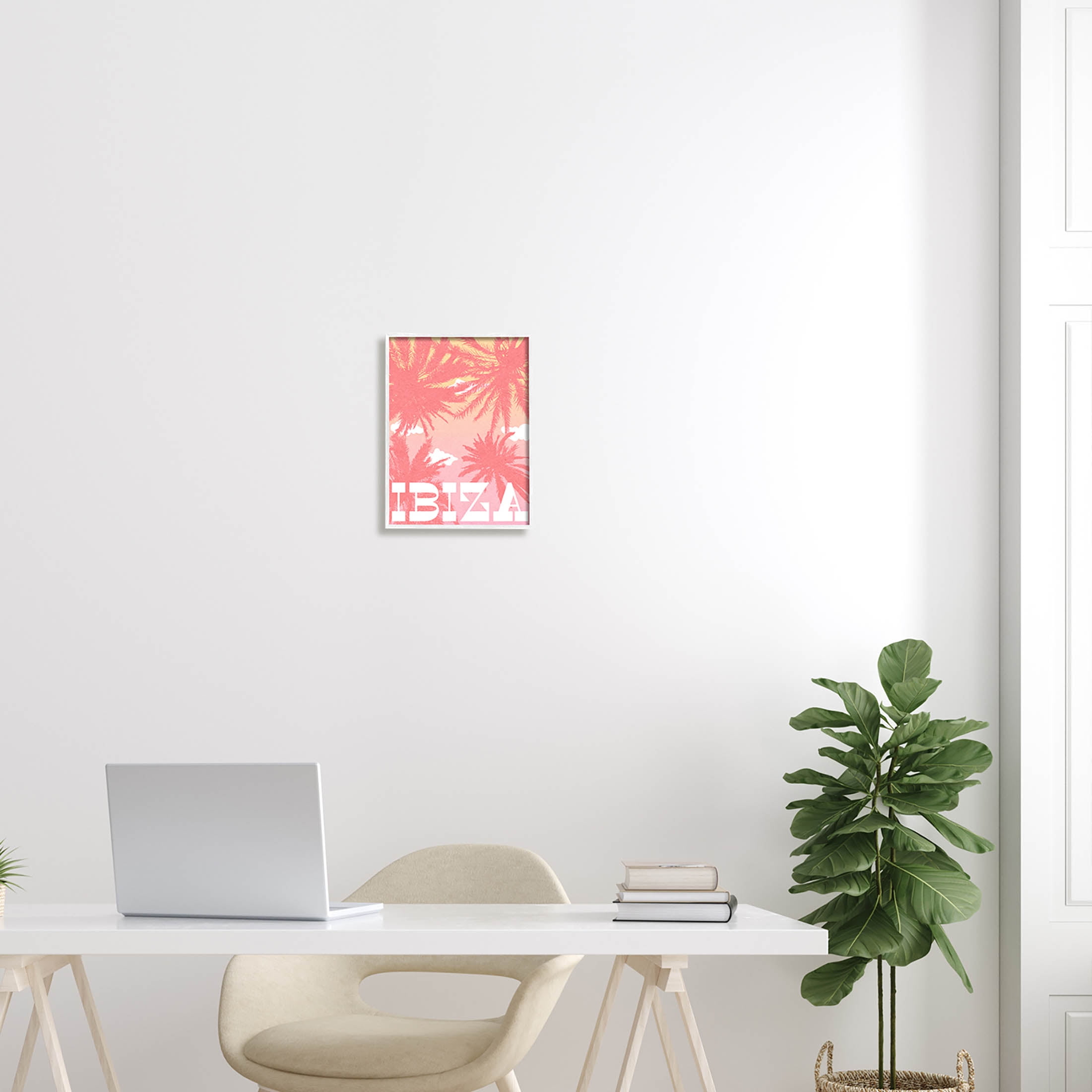Stupell Industries Tropical Ibiza Palm Trees Graphic Art White Framed Art Print Wall Art, Design by Daphne Polselli