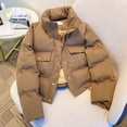 thumbnail image 5 of Winter Women Padded Coat Thickened Button Closure Stand Up Collar Long Sleeves Solid Color Windproof Heat Retention Outdoor Down Jacket, 5 of 7