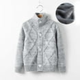 thumbnail image 2 of Boy's Chunky Knitted Cardigan, Button Front Turtleneck Cardigan Sweater Knitwear Jackets Gray 110 3Y, 2 of 3