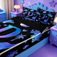 thumbnail image 3 of meiyoeat Animal Themed Monogram D Zipper Full Size Comforter Sets with Fitted Sheet and 2 Pillowcases For Boys,Ancient Wildlife Dinosaur Zipper Bedding Set,Black Reversible,4 Pieces, 3 of 7