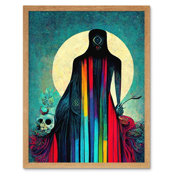 Death Tarot Card Skull Rainbow Illustration Art Print Framed Poster Wall Decor 12x16 inch