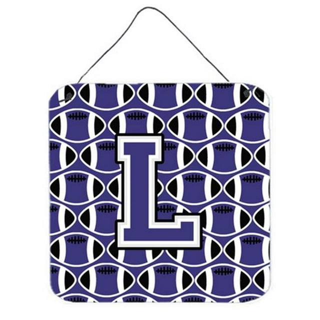 Letter L Football Purple & White Wall or Door Hanging Prints