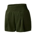 thumbnail image 2 of Vedolay Women's Summer High Elastic Waist Solid Color Fashion Shorts,Army Green L, 2 of 5