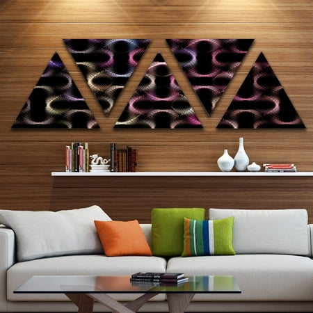 Unusual Metal Wall Art DESIGN ART Designart 'Colorful Unusual Metal Grill' Contemporary Triangle Canvas Wall Art - 5 Panels 60 in. wide x 28 in. high - 5 Inverted Triangles ()