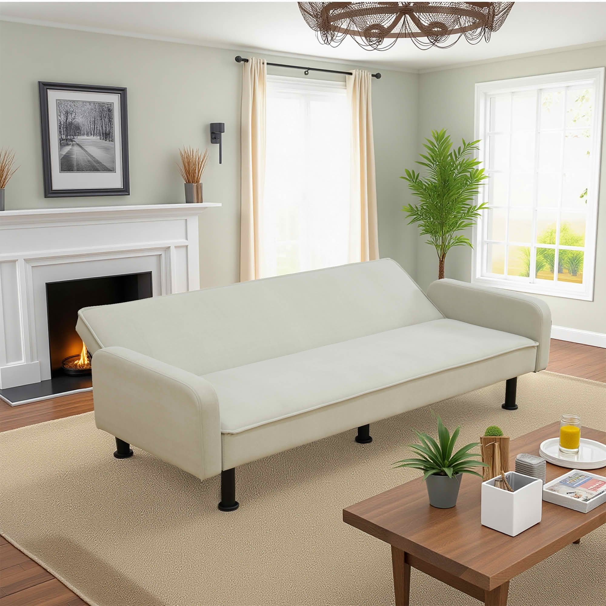 MAYEERTY 77.5in Light Gray Calico Loveseat, 1-Piece Modern Upholstered Sofa Couch, Calico Fabric Living Room Furniture for Home Apartment Bedroom