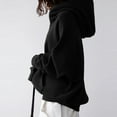 thumbnail image 4 of RQYYD Women Casual Full Zip Up Plus Size Hoodie Comfy Loose Solid Hooded Sweatshirt Loose Long Sleeve Winter Jacket with Pockets (Black,S), 4 of 9