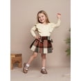 thumbnail image 5 of Loicainy Baby Toddler Girls Autumn Skirt Outfits 6 12 18 24 Months 2T 3T 4T Flying Sleeve Solid Color Tops A-line Plaid Skirt Clothes Set, 5 of 9