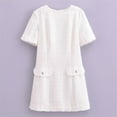 thumbnail image 5 of ShomPort Women's Elegant Dress Spring Summer Round Neck Short Sleeve Slim A-Line Mini Dress, 5 of 7