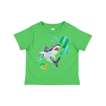 

Inktastic Third Birthday Shark with Cake Gift Toddler Boy or Toddler Girl T-Shirt